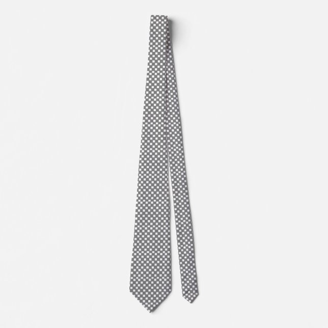 Gray and White Checked Tie (Front)