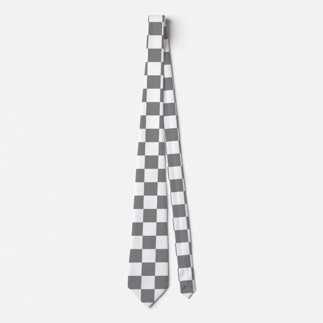 gray and white Checkerboard Pattern Neck Tie (Front)