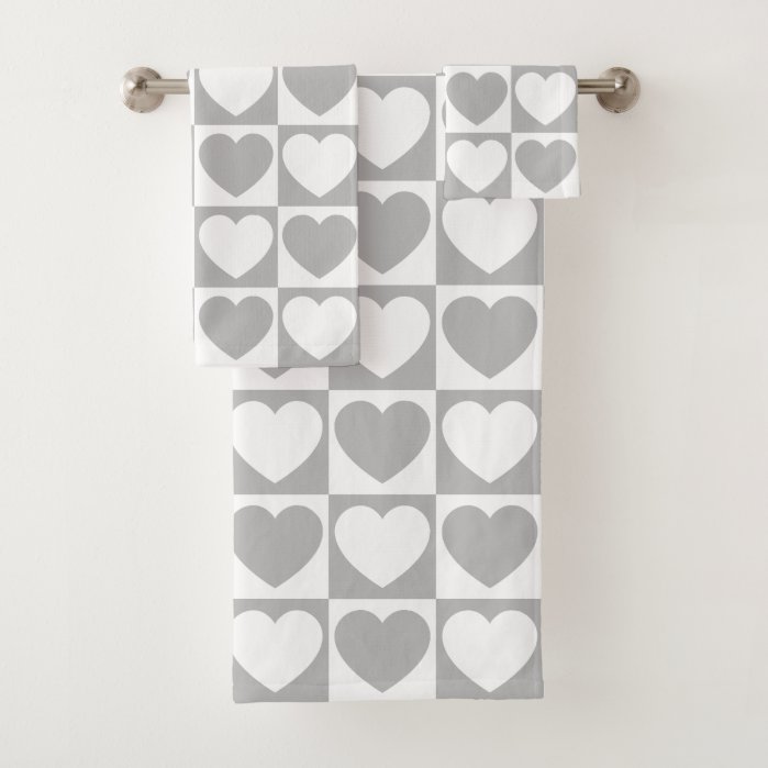 Gray and White Checkered Pattern With Hearts