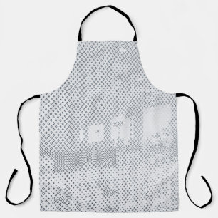 Gray and white checkered textile apron