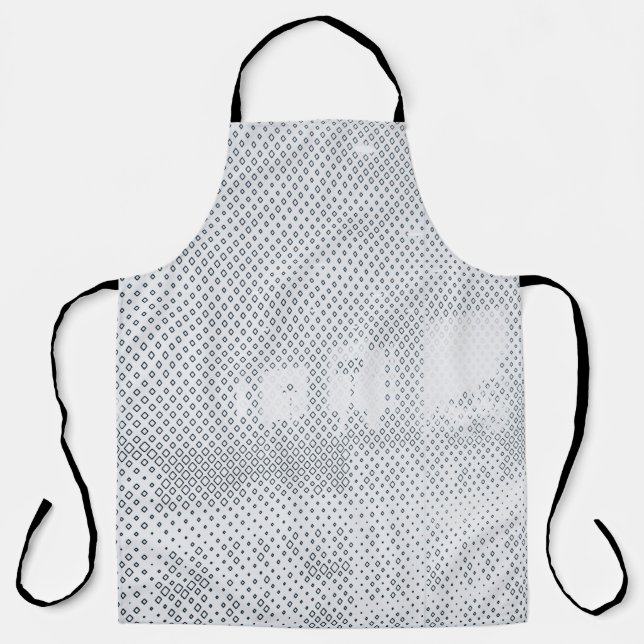 Gray and white checkered textile apron (Front)