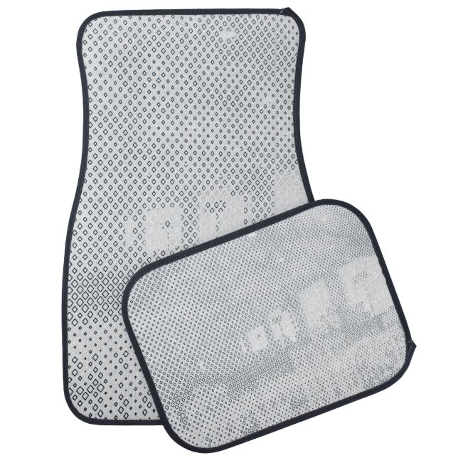 Gray and white checkered textile car floor mat (Set)