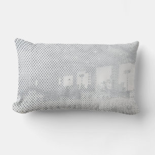 Gray and white checkered textile lumbar pillow