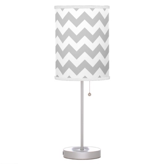 Gray and White Chevron Lamp (Left)