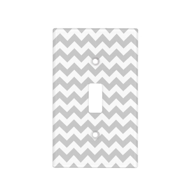 Gray and White Chevron Light Switch Cover (Front)