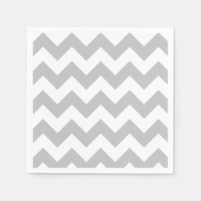 Gray and White Chevron Paper Napkin (Front)