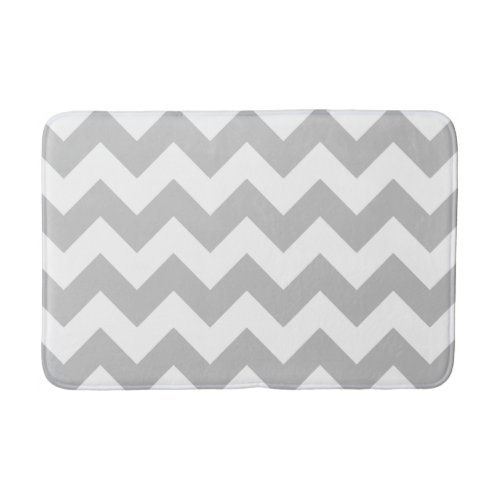 Gray and White Chevron Print Bath Mat