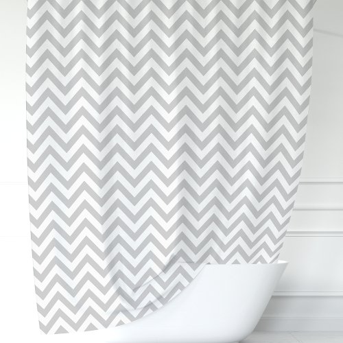 Gray And White Chevron Shower Curtain