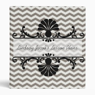 Gray and White Chevron Stripe Teacher  Binder