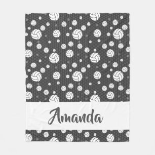 Gray and White Chevron Volleyball Pattern Fleece Blanket