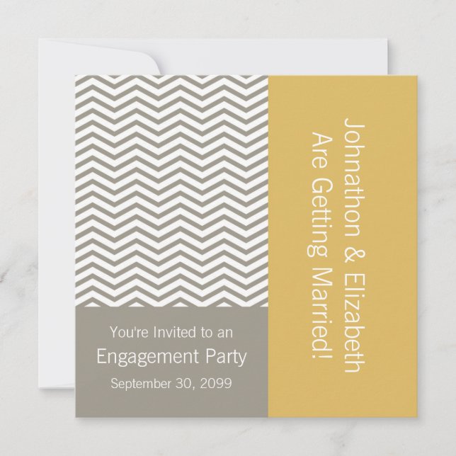 Gray and White Chevron Wedding Engagement Party Invitation (Front)