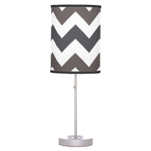 Gray and White Chevron Zigzag Table Lamp