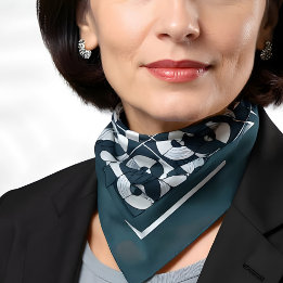 Gray and White Circles Geometric Scarf