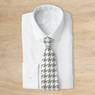 Gray and White Classic Houndstooth Neck Tie