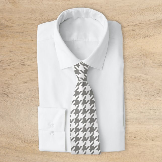 Gray and White Classic Houndstooth Neck Tie (Creator Uploaded)