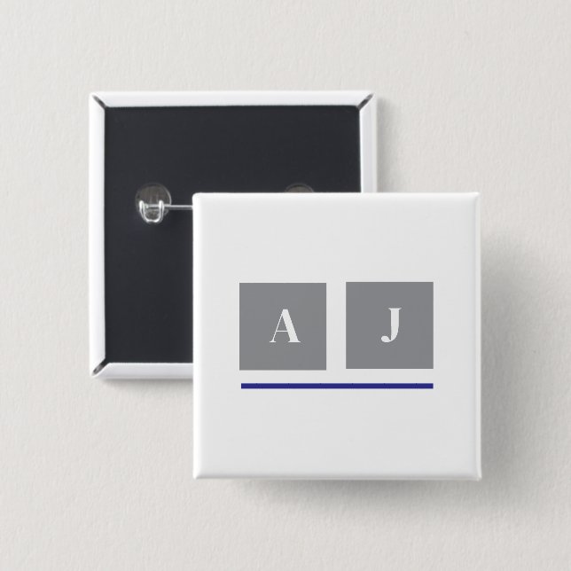 Gray and white classic initials button (Front & Back)