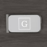 Gray and White Classic Monogram Silver Finish Money Clip<br><div class="desc">Simple and classic personalized 1 letter monogram.</div>