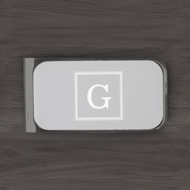 Gray and White Classic Monogram Silver Finish Money Clip (Creator Uploaded)