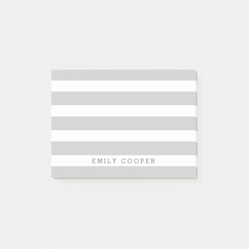 Gray and White Classic Stripes Monogram Post_it Notes