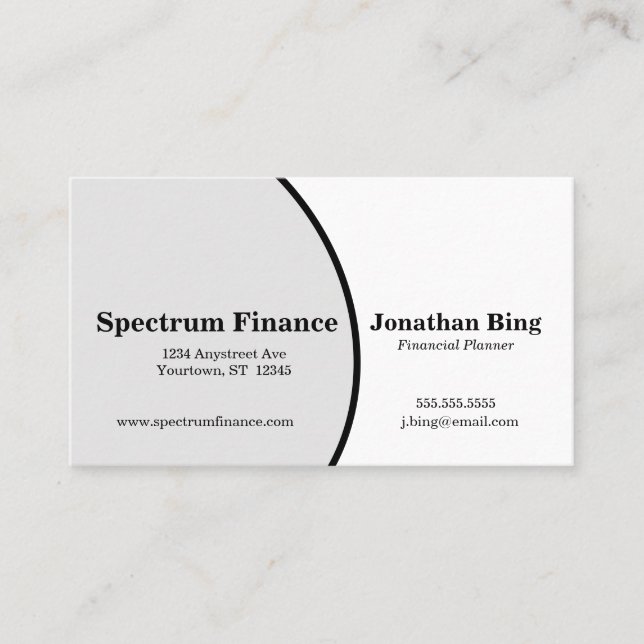 Gray and White Curve Finance Business Business Card (Front)