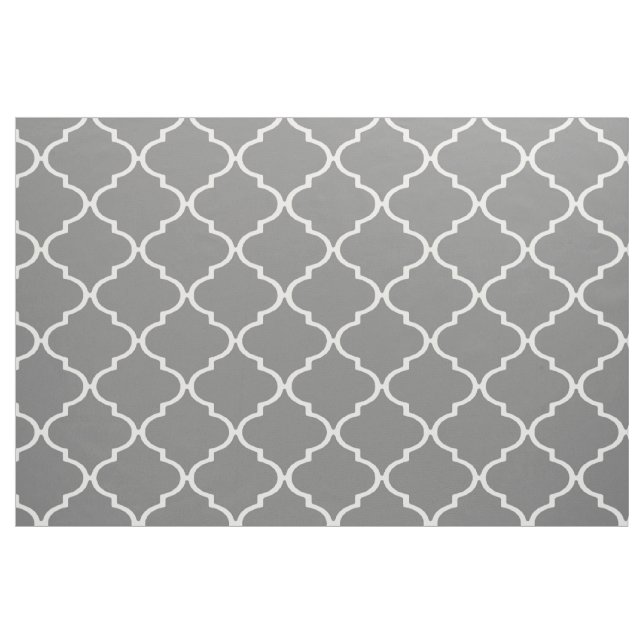 Gray and White Custom Quatrefoil Fabric (Fat Quarter)