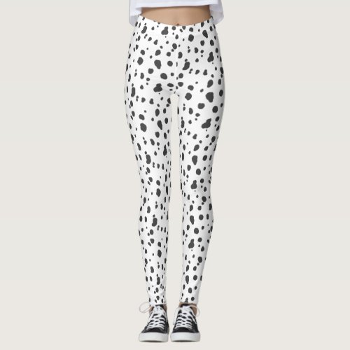 Gray and White Dalmatian Print Leggings