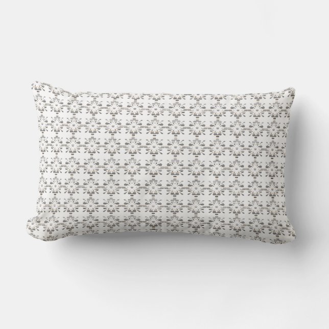Gray and white decorative geometric pattern lumbar pillow (Front)