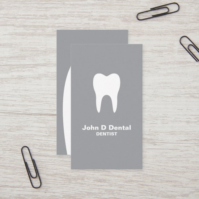 Gray and white dental dentist  business card (Front/Back In Situ)