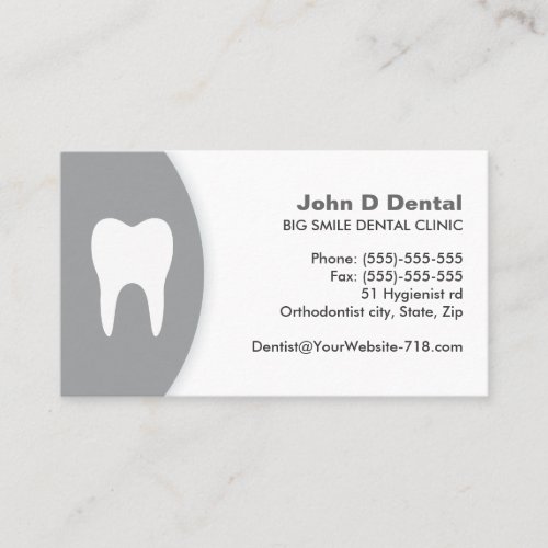 Gray and white dental dentist business card