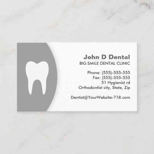 Customizable Gray and white dental dentist business card