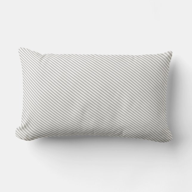 Gray and White Diagonal Stripes Lumbar Pillow (Front)