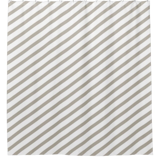 Gray and White Diagonal Stripes Modern Shower Curtain (Front)