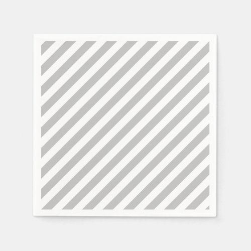 Gray and White Diagonal Stripes Pattern Napkins