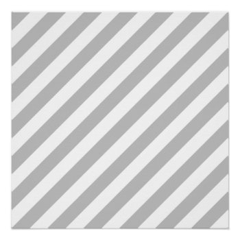 Gray And White Diagonal Stripes Pattern Poster by allpattern at Zazzle