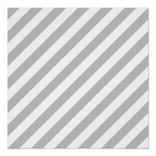 Gray and White Diagonal Stripes Pattern Poster