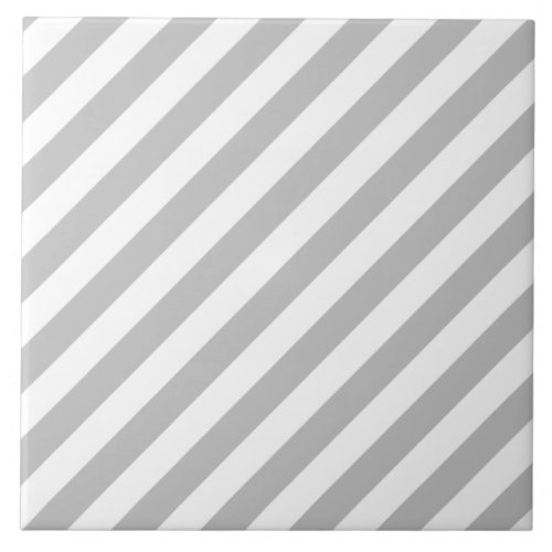 Gray and White Diagonal Stripes Pattern Tile
