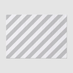 Gray and White Diagonal Stripes Pattern Tissue Paper