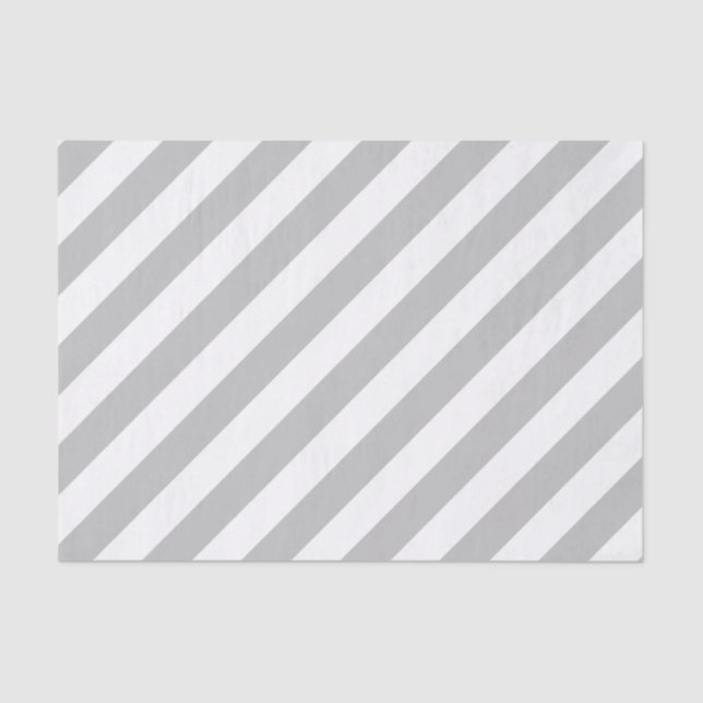 Gray and White Diagonal Stripes Pattern Tissue Paper (Front)
