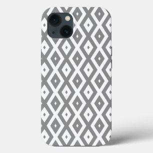 Gray and white diamond pattern Case-Mate iPhone ca 13 Case