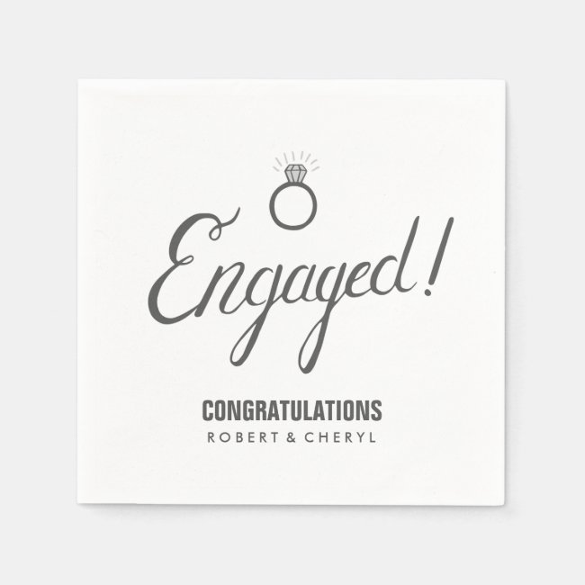 Gray and White Engagement Party Napkins