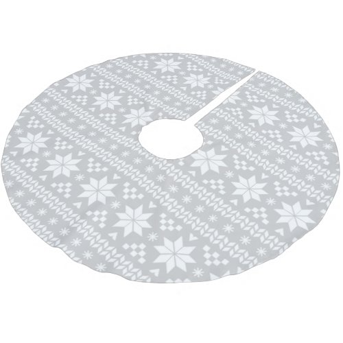 Gray and White Fair Isle Pattern Brushed Polyester Tree Skirt