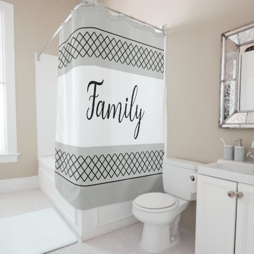 Gray and White Family Shower Curtain