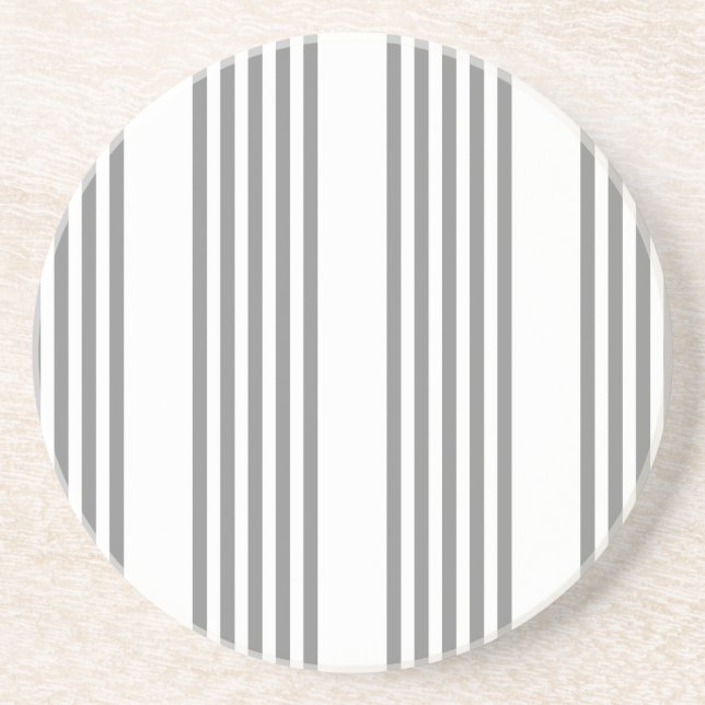 Gray and white five stripes pattern coaster (Front)