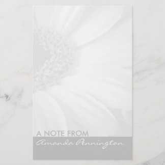 Gray and White Floral Notepad Stationery