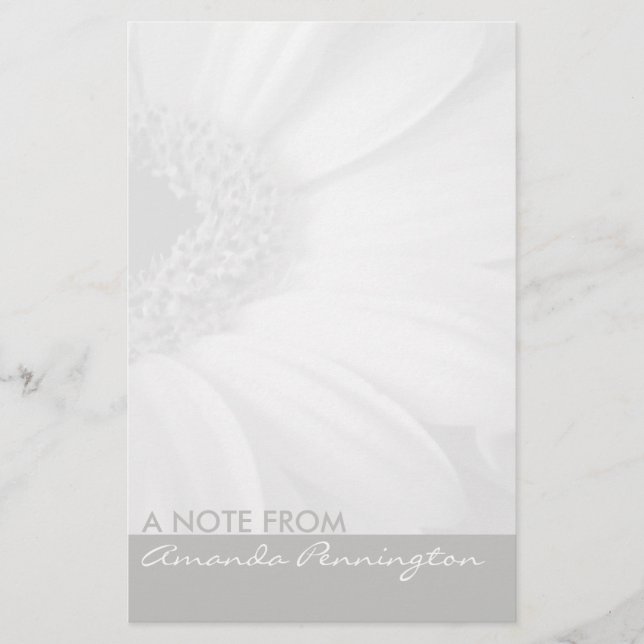 Gray and White Floral Notepad Stationery (Front)