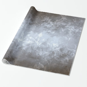 Gray And White Flowers Wrapping Paper