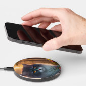 Gray and white fluffy forest cat, Fantasy  Wireless Charger (Hand)