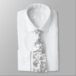 Gray and White French Toile Neck Tie<br><div class="desc">Stylish groomsmen neck tie done in a gray and white colored vintage French Toile pattern. Customize to add a large monogram or any text you want.</div>