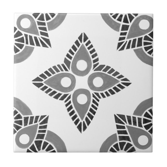  Gray and white geometric Ceramic tile (Front)