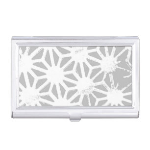 Gray and white geometric pattern business card case